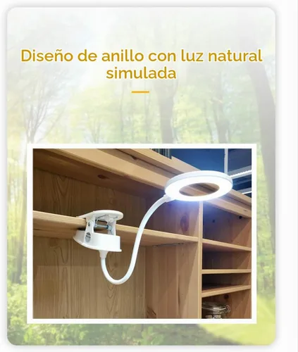 Vista 7 de Lámpara de lectura con clip, funciona con pilas con 3 niveles de brillo, recargable por USB