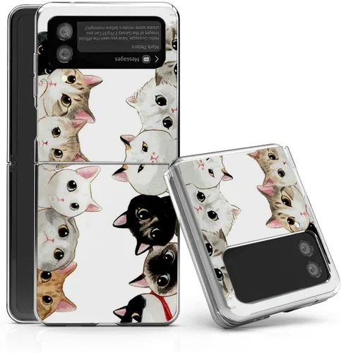 Vista 25 de Bcov - Funda rígida para Samsung Galaxy Z Flip 3 5G, diseño de gato negro, funda protectora sólida a prueba de rayones y resistente a los golpes
