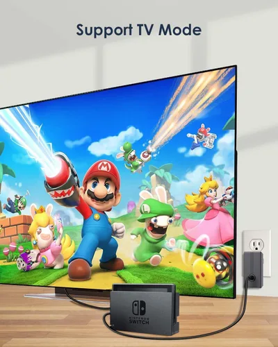 Vista 7 de Adaptador de CA plegable para Nintendo Switch y Switch Lite Switch Cargador OLED, fuente de alimentación, enchufe de modo TV Dock de 6.5 pies, cable