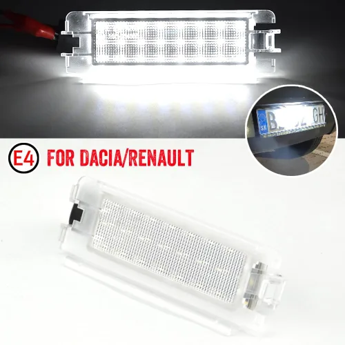 Vista 3 de 2 piezas de luz LED blanca para placa de matrícula compatible con Da-cia Lo-gan I 2004-2012, San-dero I 2008-2012, compatible con Re-nault C-lio II