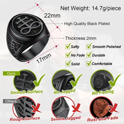 Vista 5 de FaithHeart Satanic Jewelry Baphomet - Anillos de cabra con sello de símbolo de Lucifer Satanás, para hombres y mujeres, tamaño 7891011121314