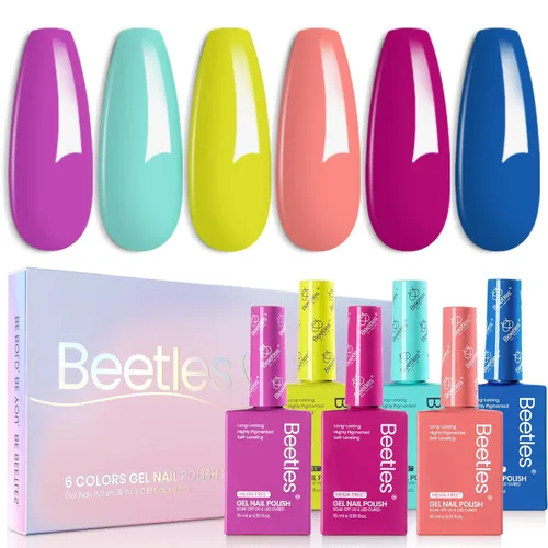 Vista 9 de Beetles - Kit de 23 esmaltes de uñas de gel con luz UV, kit de esmalte de gel de 12 colores 1-Elegancia acogedora