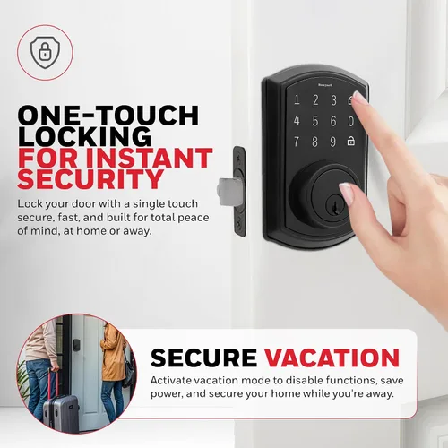 Vista 4 de Honeywell Cajas fuertes y cerraduras de puerta – Cerradura de puerta de entrada sin llave con teclado de pantalla táctil – Cerradura inteligente