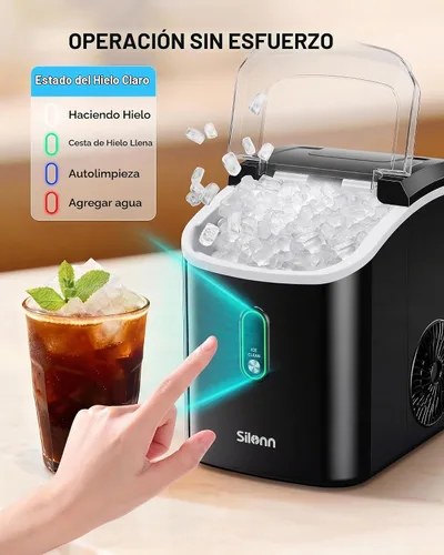 Vista 9 de Silonn Nugget Ice Maker Encimera - 36 libras 24H Masticable Pellet Sonic Black-pro