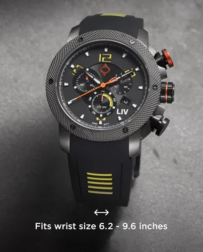 Vista 2 de LIV GX1 - Reloj clásico resistente con cronógrafo suizo de 1.77 pulgadas, 316L SS, 3D multicapa con fecha rápida, resistente a los arañazos