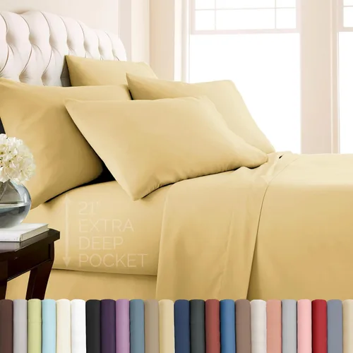 Vista 40 de Southshore Fine Living, Inc. Juego de sábanas de 4 piezas, 21 pulgadas de profundidad con sábana bajera, microfibra suave, sábana encimera de gran