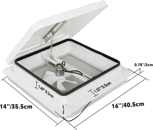 Vista 2 de Ventilador completo de 12 V con aspas de 6 pulgadas con tapa blanca para decoración