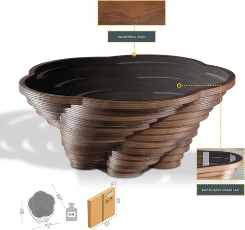 Vista 6 de by Papella Design, Mesas de centro de nogal natural Veener para sala de estar, mesa rústica, mesa de centro para sala, mesa central, mesa de Queen