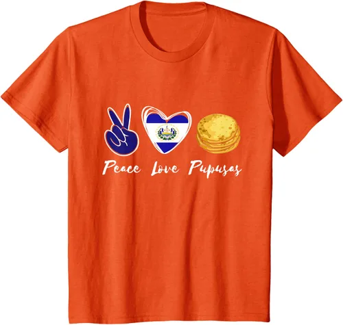 Vista 35 de Pupusas Lover Love Peace El Salvadaor Camiseta Comida Salvadoreña