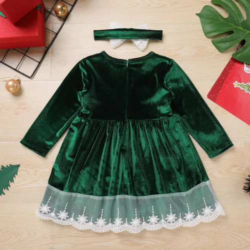 Vista 3 de ODIZLI Vestido de terciopelo para niñas pequeñas, manga larga, volantes, ropa de otoño e invierno