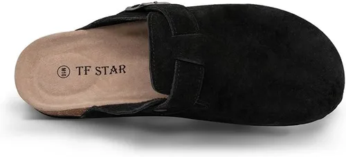 Vista 3 de TF STAR Unisex Soft Footbed Clog Cow Suede Leather Clogs, Cork Clogs Shoes for Women Men