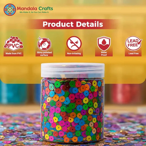 Vista 4 de Mandala Crafts 20000 AB - Lentejuelas iridiscentes para coser y bordar, paillettes redondas de 0.236 in a granel, lentejuelas decorativas brillantes