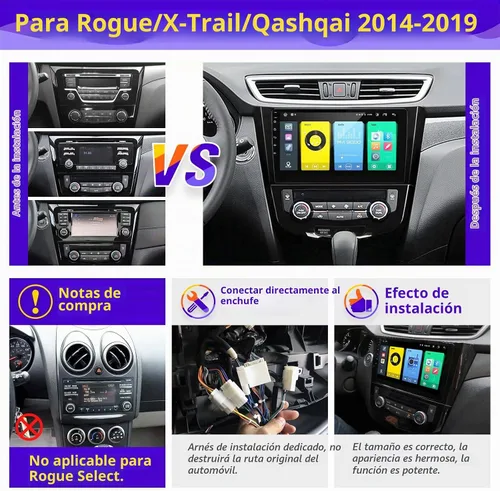 Vista 6 de Radio de coche Android compatible con Android Auto Carplay inalámbrico para Nissan Rogue X-Trail Qashqai 2014-2018 8core 1280X720 pantalla táctil