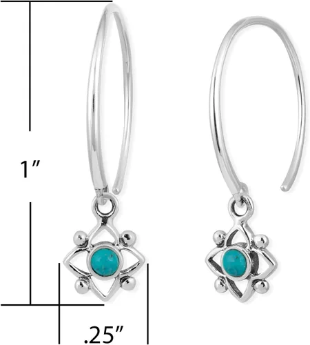 Vista 4 de Boma Jewelry Sterling Silver Flower Shaped Dot Pull Through Hoop Earrings