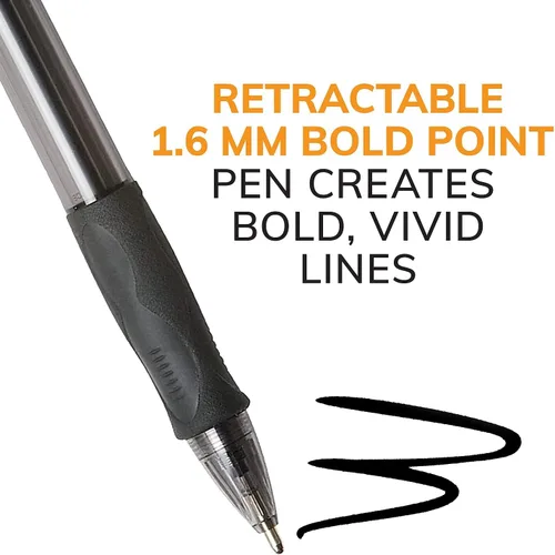 Vista 3 de BIC VLGB11BK Velocity Bolígrafo retráctil, tinta negra, 0.063 in, audaz, docena
