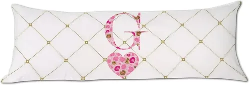 Vista 16 de Funda de almohada corporal con monograma del alfabeto y corazón, estampado de leopardo rosa, letra H, almohadas para dormir, funda de almohada larga