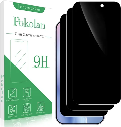 Vista 11 de Pokolan Paquete de 3 protectores de pantalla de privacidad para iPhone 11 Pro, iPhone X, iPhone XS (5.8 pulgadas), vidrio templado antiespía Negro