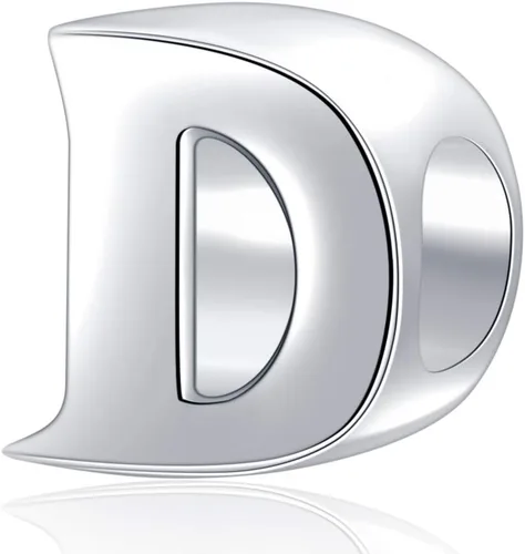 Vista 6 de Abalorio de plata de ley 925 con letra inicial de la A a la Z del alfabeto, se adapta a pulseras Pandora, collar de joyería de regalo para el día