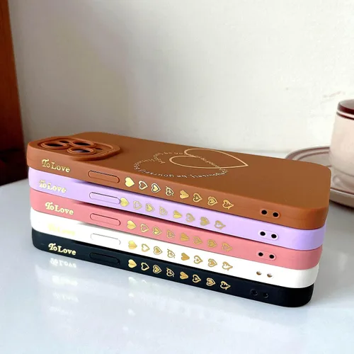 Vista 6 de ankofave Funda para iPhone 11 Pro Max para mujeres y niñas, bonita funda chapada en oro con doble corazón, suave, a prueba de golpes, funda Rosado
