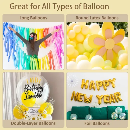 Vista 5 de AXHJ Bomba eléctrica para globos, bomba eléctrica portátil de globo de aire de doble boquilla, inflador de globos para decoraciones de fiestas