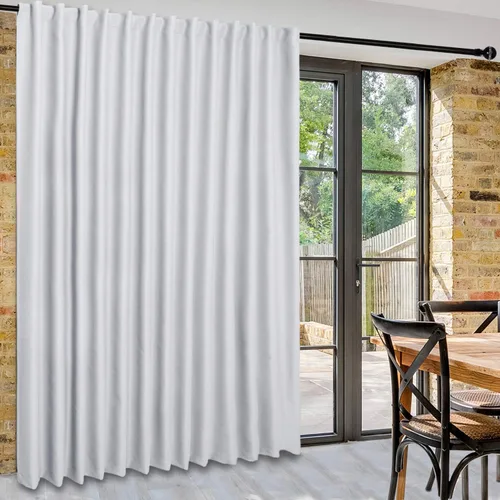 Vista 43 de DWCN Cortina opaca divisora de privacidad para puerta corrediza de patio, cortinas térmicas extra anchas con pestaña trasera y bolsillo para barra