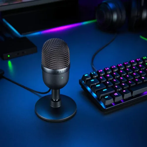 Vista 4 de Razer Seiren - Micrófono USB para transmisiones: Patrón de pastilla supercardioide preciso, calidad de grabación profesional, construcción ultra