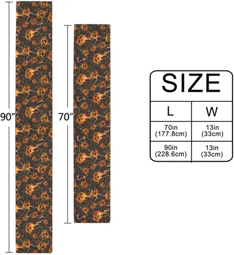 Vista 3 de Horrors Lightning Pumpkin Halloween Decorative Yellow Table Runner, 13x70inches, Fall Party Decorations Reusable Sequin Table Runner decoracion