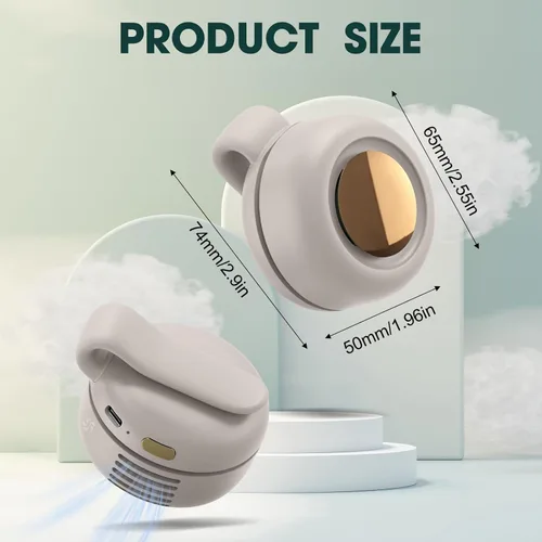 Vista 6 de Mini ventilador silencioso portátil sin aspas mini clip en ventilador ajustable 3 velocidades
