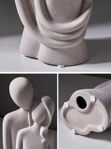 Vista 6 de HYFAN Estatua de amor abrazando pareja cerámica decoración romántica adorno figura regalo escultura significativa para dormitorio, hogar, oficina