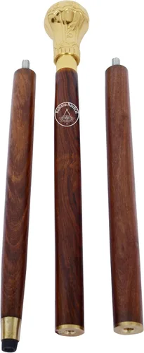 Vista 5 de Humaira Nautical Heritage Collection - Bastón de madera con mango de acabado dorado, 37 pulgadas (37 in), hecho a mano, color marrón y dorado