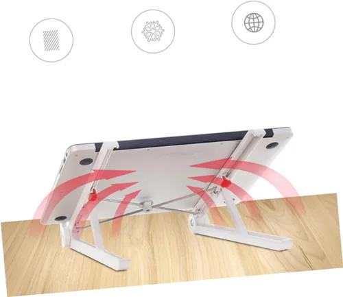 Vista 9 de Soporte plegable portátil para portátil, estante de enfriamiento ligero para computadora portátil para escritorio para oficina en casa y uso