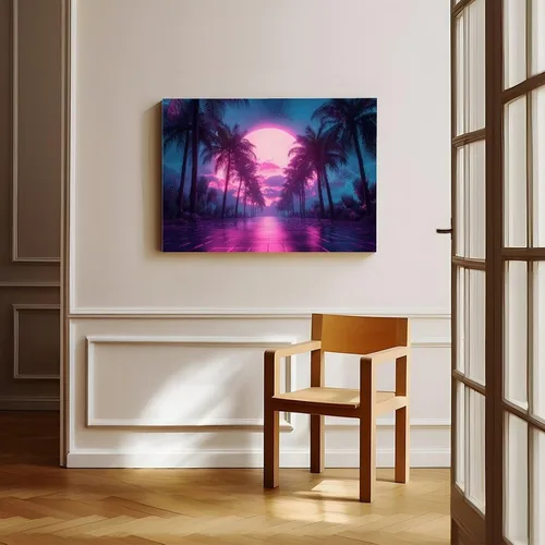 Vista 8 de XAHOR Neon Vaporwave Art Print – Retro Digital Aesthetic Wall Decor – Surreal Cyber Dream Poster Canvas Poster Bedroom Decor Sports Landscape Office