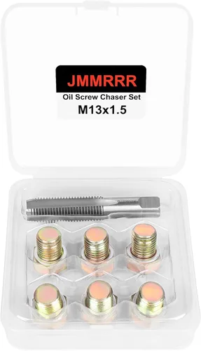 Vista 10 de Kit de reparación de roscas para tapón de drenaje de aceite M13 x 1.25 mm, herramienta de roscado de tornillos de cárter de aceite, kit