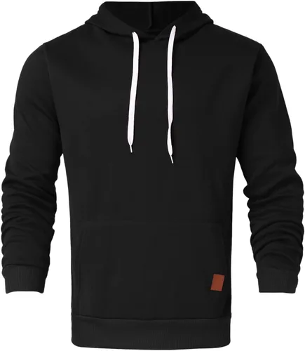 Vista 2 de Sudaderas con capucha para hombre, ajuste delgado, casual, ligera, para gimnasio, atlética, moderna, con bolsillo