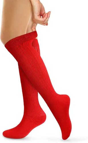 Vista 6 de SATINIOR 10 pares de calcetines de punto holgados para mujer, calcetines altos hasta la rodilla, cálidos, largos, apilados (color brillante), Bright