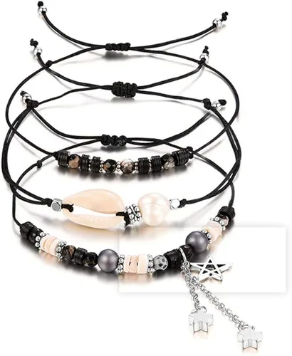 Vista 2 de JOYA GIFT Handmade Adjustable Wrap Bracelet Bohemian String Braided Beads Anklets Gifts for Women Girls