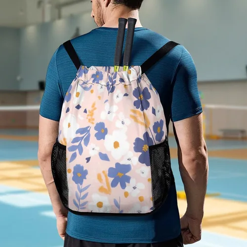 Vista 7 de Floral Backdrop Flowers Drawstring Backpack Drawstring Bags Drawstring Sport Bag Sports Gym Bag with Pockets for Women Men