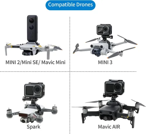Vista 2 de Hanatora Soporte de montaje de expansión de cámara con adaptador para DJI Mini/Mavic Drone, accesorios de soporte de conector de cámaras deportivas