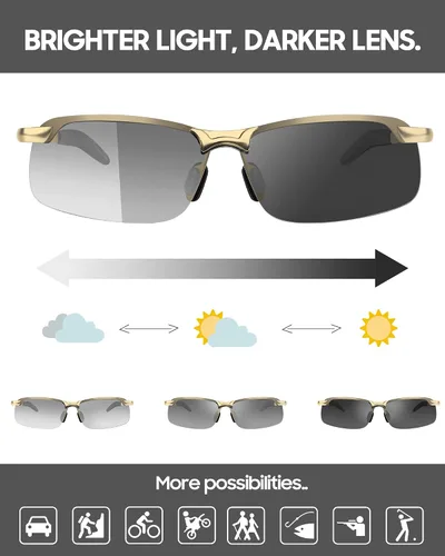 Vista 2 de TJUTR Lentes de sol fotocromáticos polarizados para hombre, lentes de conducción de día y noche, antirreflejos, ideales para condiciones de luz baja