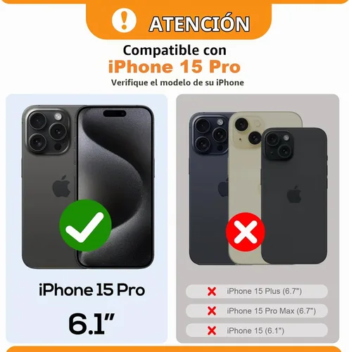 Vista 2 de Bocasal Funda tipo cartera con bandolera para iPhone 15 Pro, cartera de mano de piel sintética con cremallera y bloqueo RFID, funda tipo cartera