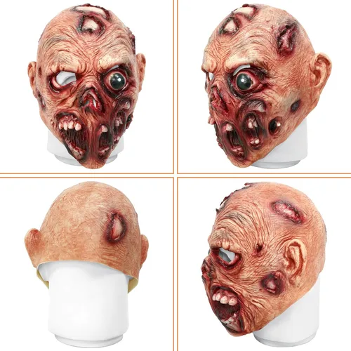 Vista 7 de Bulex Máscara de zomie de terror de Halloween, máscara de anciano sangriento, monstruo de terror, disfraz de cosplay de látex para cosplay, casa