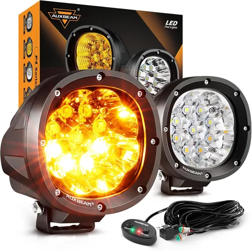 Vista 12 de Auxbeam Paquete de 2 unidades de luces LED de haz de inundación de la serie Luces de inundación blancas de la serie P4