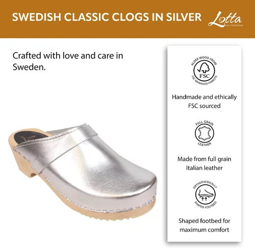 Vista 3 de Lotta From Stockholm Zuecos suecos Zuecos clásicos en plata