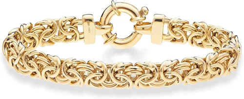 Vista 2 de Miabella - Pulsera bizantina italiana de plata de ley 925, bañada en oro de 18 quilates, 9 mm para mujer, hecha a mano en Italia