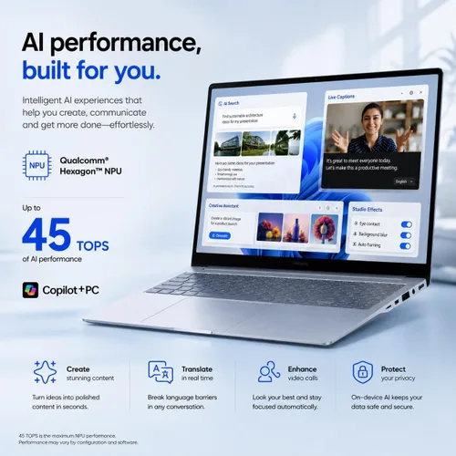 Vista 3 de Samsung Galaxy Book4 Edge, LED de 15.6 pulgadas, Snapdragon X, DDR5 de 16