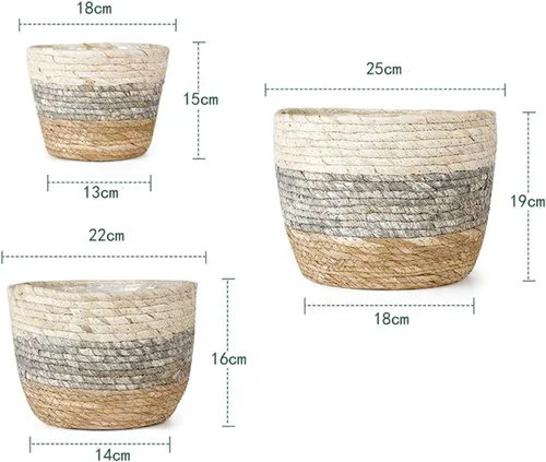 Vista 3 de Macetas de hierba marina, macetas para plantas de interior, macetas con cubierta de macetas, contenedores de plantas, macetas rústicas con forros