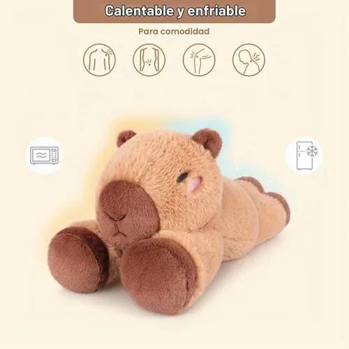 Vista 3 de SuzziPals Capibara de Peluche Calentable y Enfriable, Peluches de Almohadilla de Calentamiento para Microondas para Relajación y Alivio, Juguetes