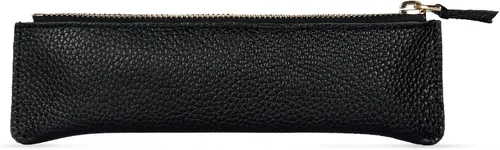 Vista 5 de Londo Estuche para bolígrafos y lápices de piel de vaca genuina con cremallera, soporte delgado para pluma estilográfica, bolsa para lápices Negro