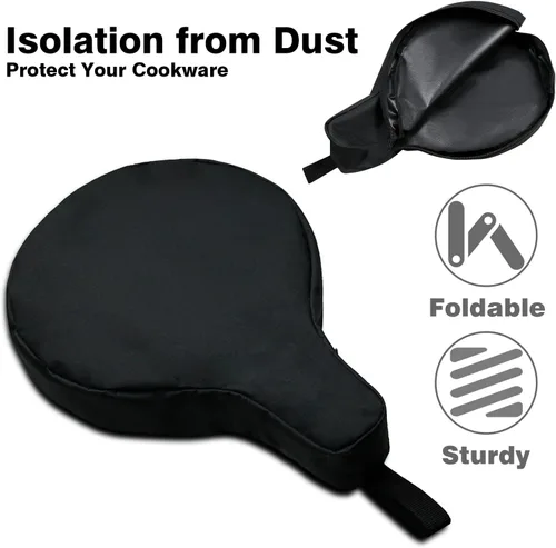 Vista 4 de Bolsa de hierro fundido, bolsa de almacenamiento para sartén de 8/10/12 pulgadas, impermeable, para campamento, sartén de hierro fundido, bolsa