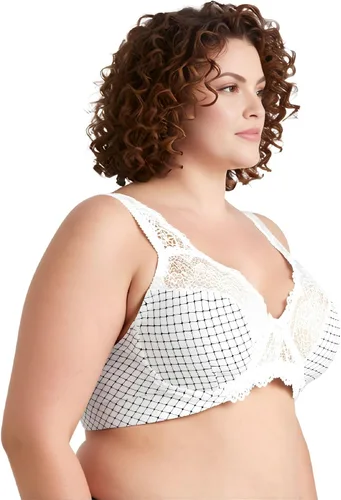 Vista 2 de Curve Muse Brasier reductor sin forro con aros para mujer con bordado de encaje, paquete de 2
